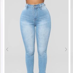 Light Blue Wash High Waisted Skinny Jeans